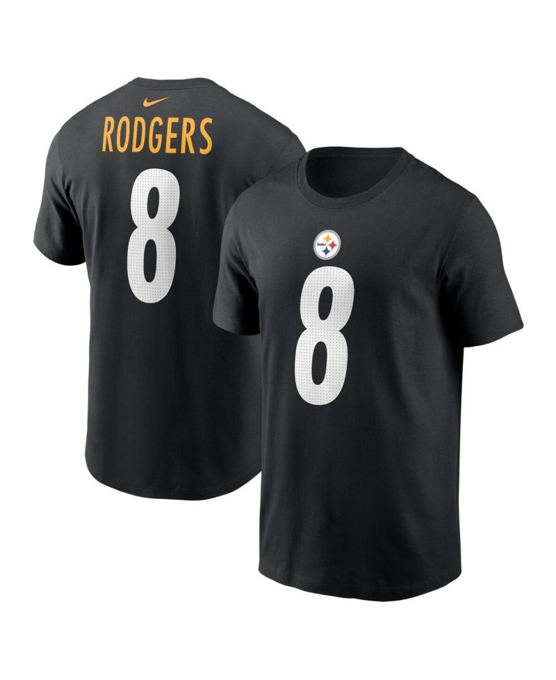 Men's Aaron Rodgers Black Pittsburgh Steelers Name & Number T-Shirt