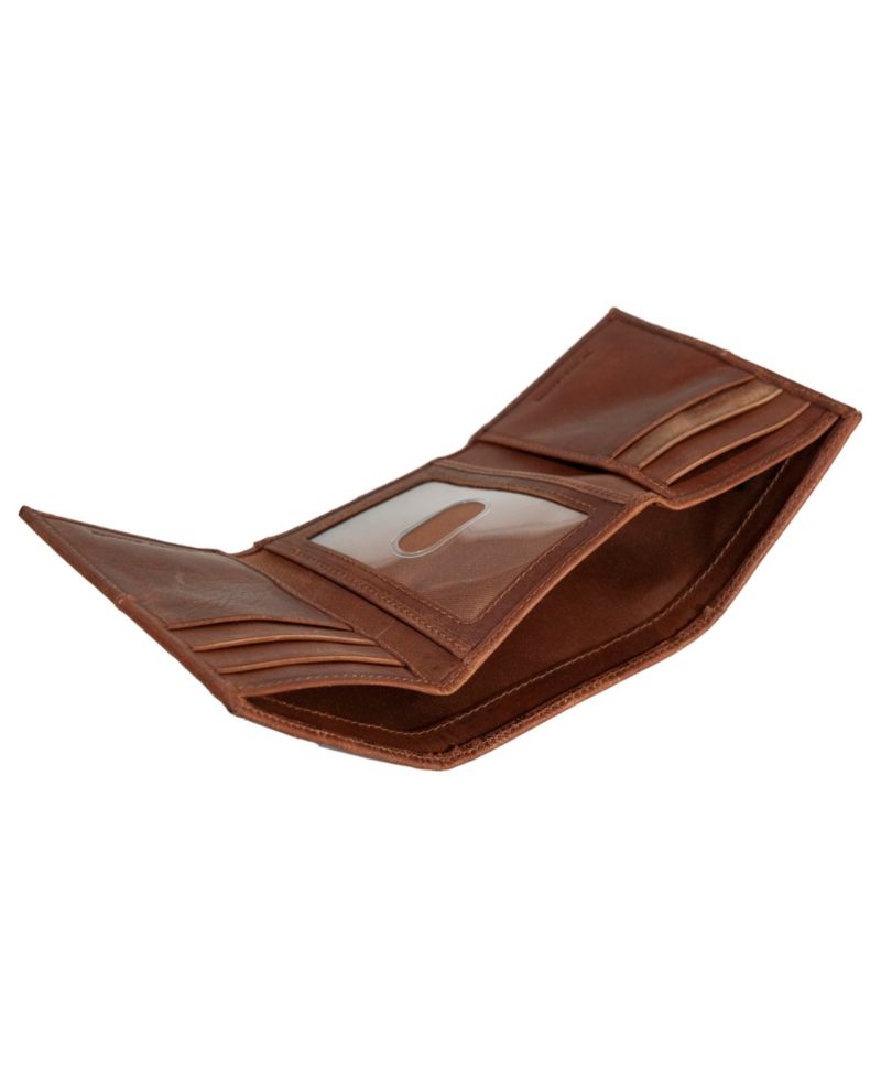 Men's Plaid Embossed Leather Trifold Wallet