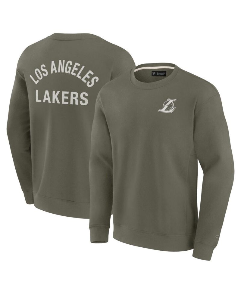 Men's and Women's Olive Los Angeles Lakers Super Soft Pullover Crew Sweatshirt