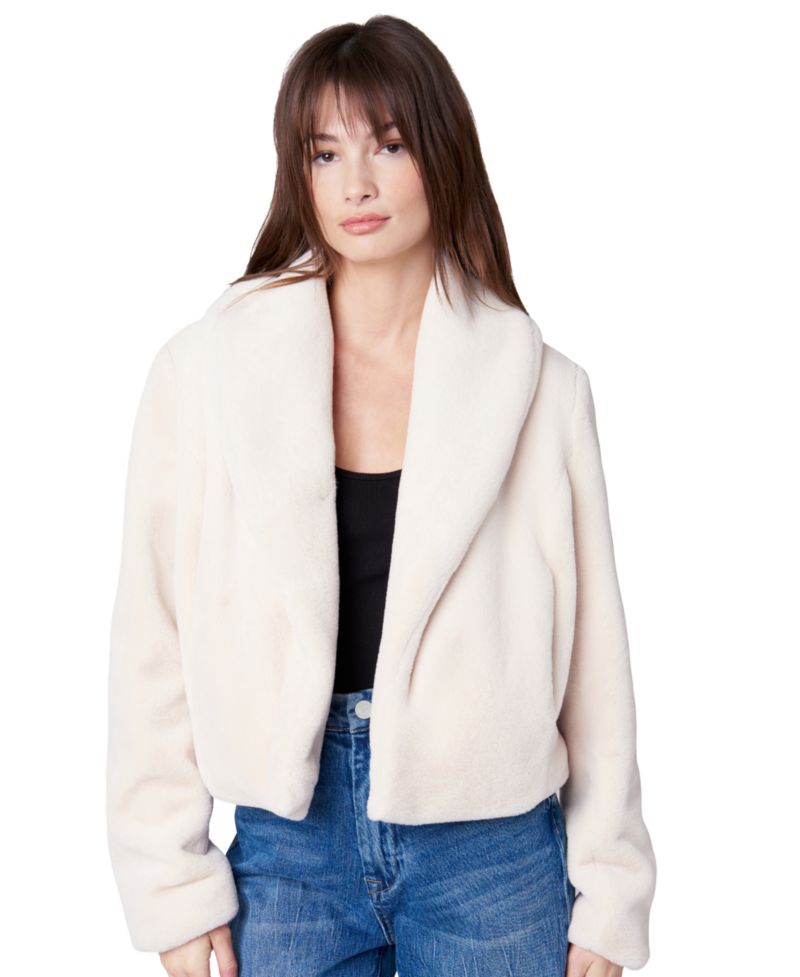 Women's Be My Guest Faux-Fur Shawl-Collar Cropped Jacket