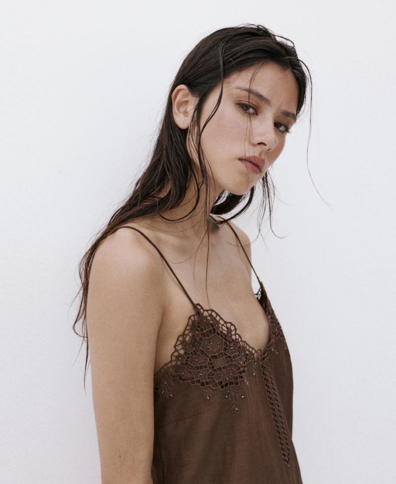 Women's Openwork Embroidery And Bead Detail Dress