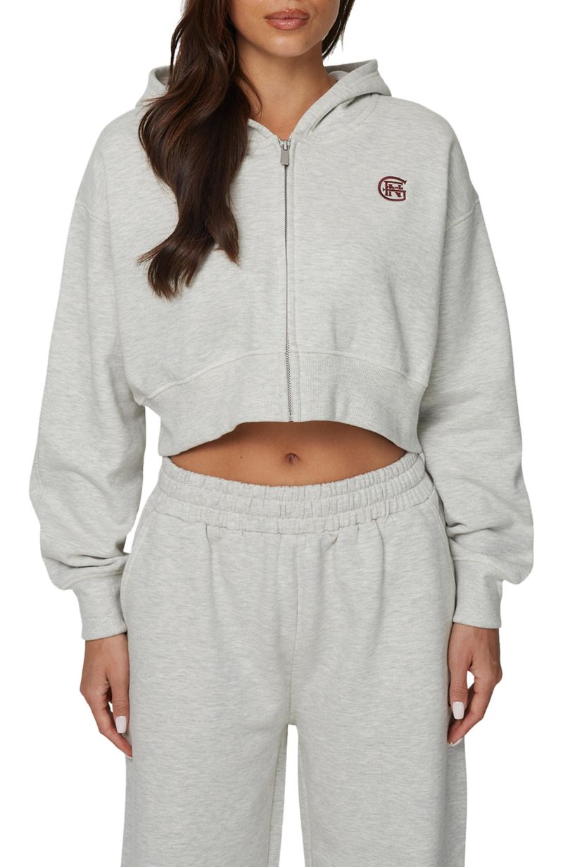 Women's Cropped Zipped Halftone Hoodie