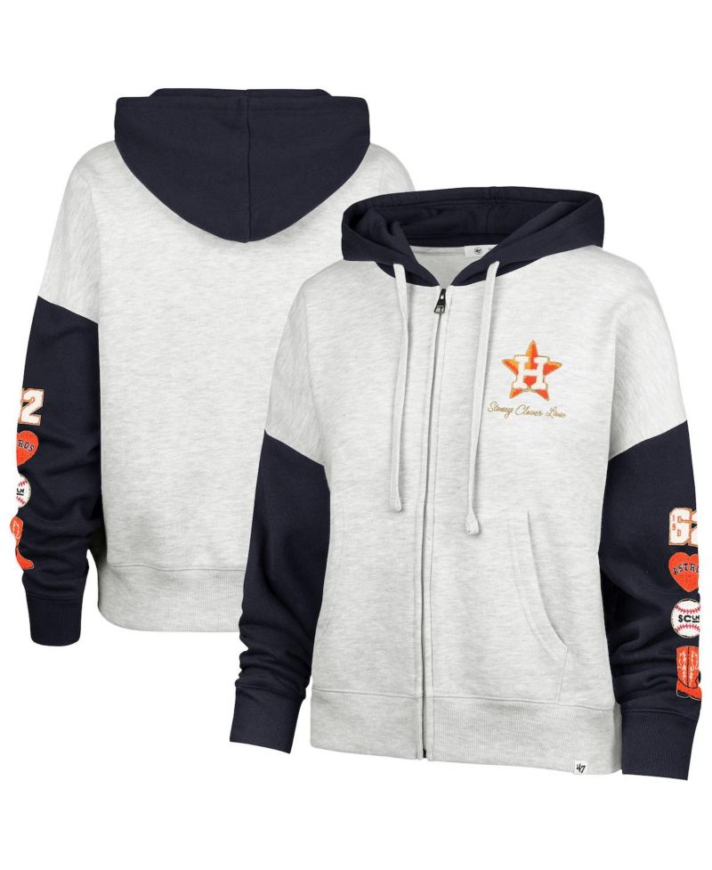 Stoney Clover Lane X '47 Women's Heather Gray/Navy Houston Astros Color Block Full-Zip Hoodie