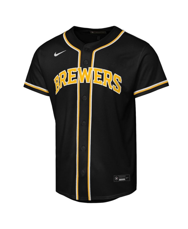 Big Boys and Girls Jackson Chourio Black Milwaukee Brewers Fashion Replica Player Jersey