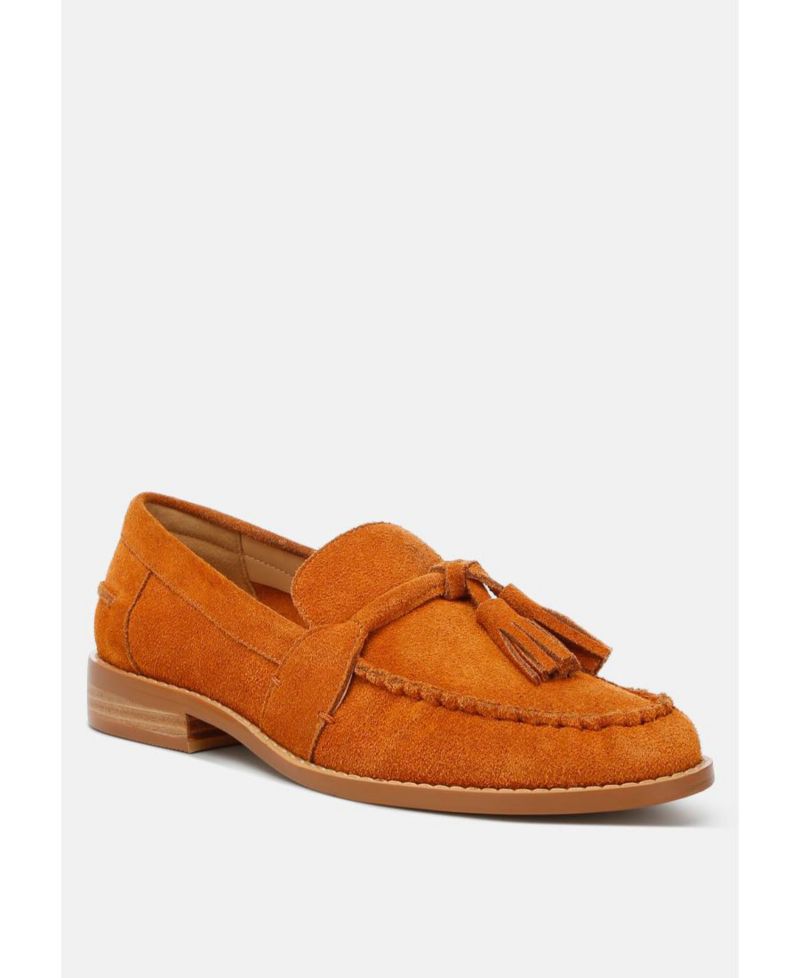 Rag and Co Womens Rhone Tassels Detail Suede Loafers