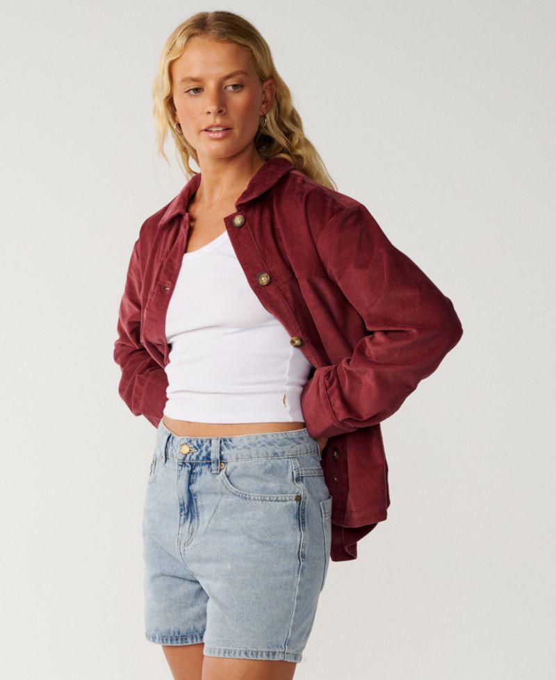 Women's Keepsakes Washed Cord Cotton Button-Front Shirt