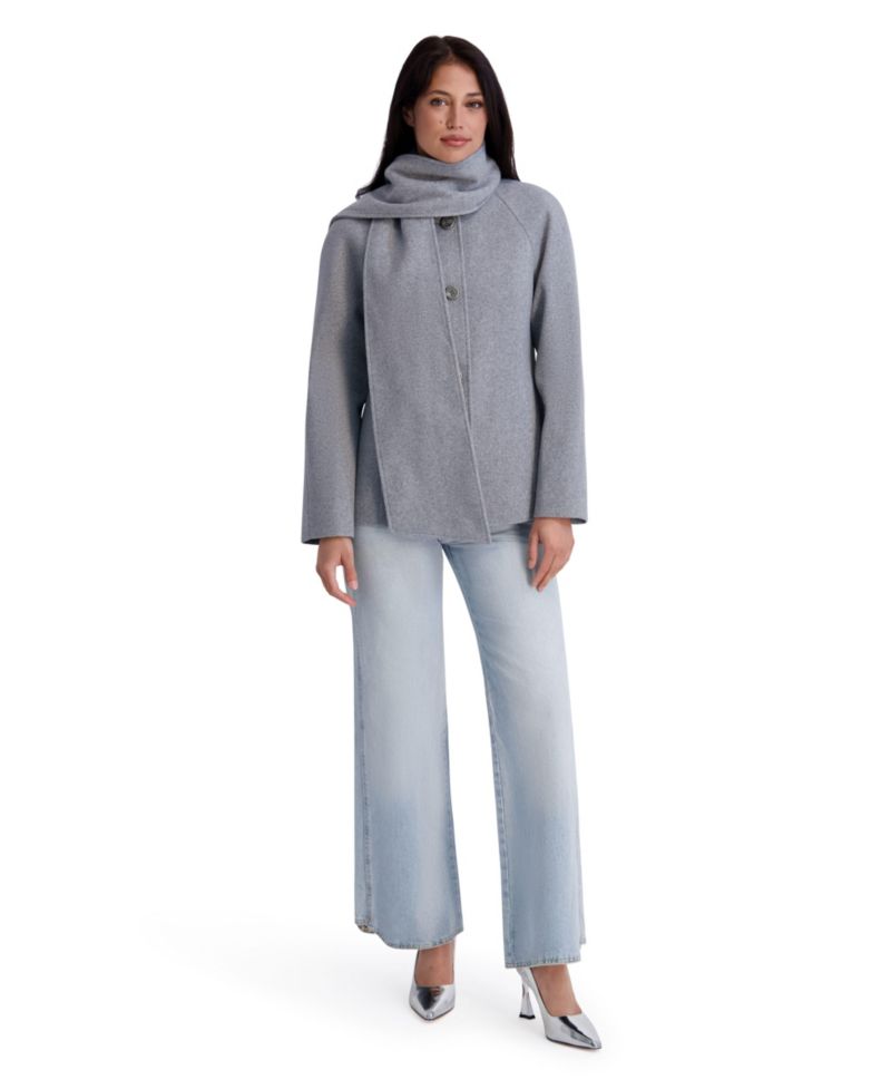 Women's Faux-Wool Funnel Neck Scarf Coat