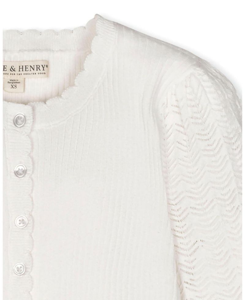 Women's Hope and Henry Organic Pointelle Sleeve Henley Sweater
