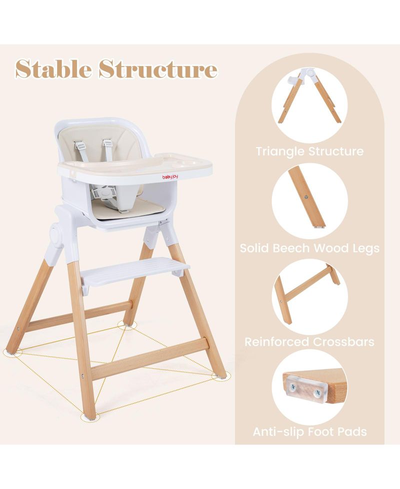 4-in-1 Convertible Baby High Chair with Detachable and Adjustable Tray