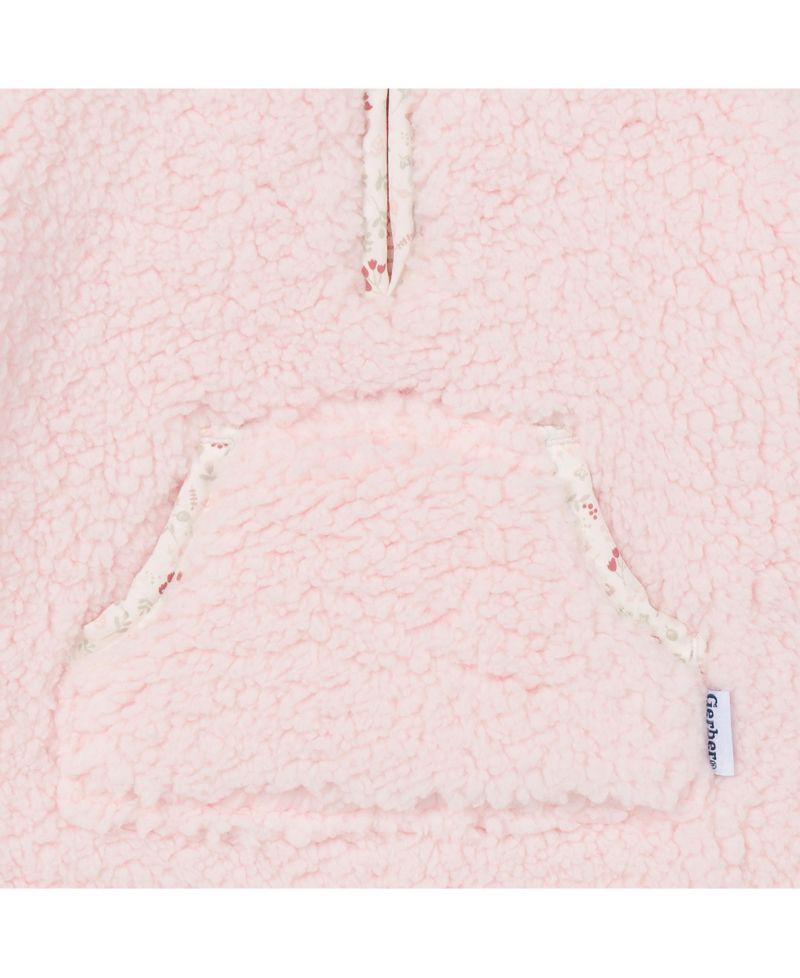 Baby Girls Fleece Romper with Half Zipper