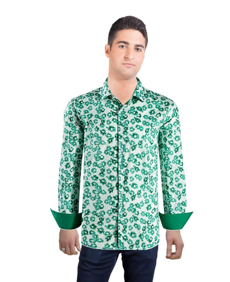 Men's Slim Fit Floral Sport Button-Down Shirt