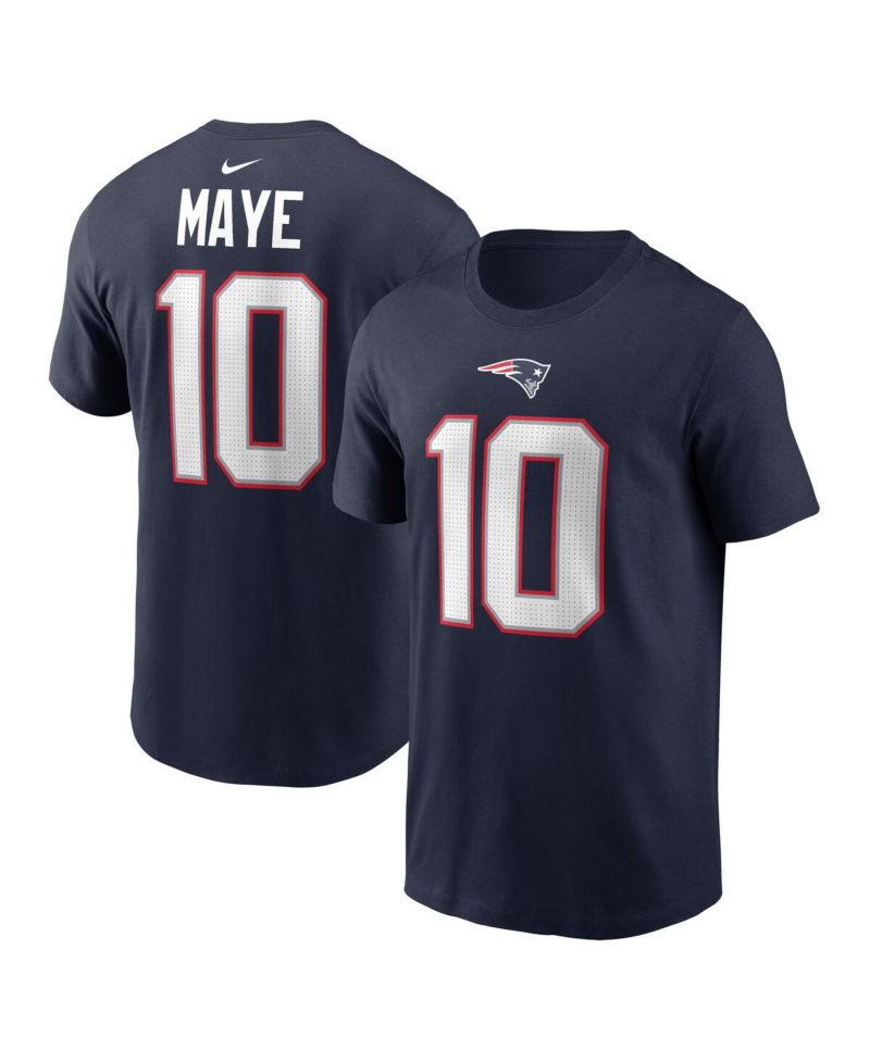 Men's Drake Maye Navy New England Patriots 2024 NFL Draft First Round Pick Name & Number T-Shirt