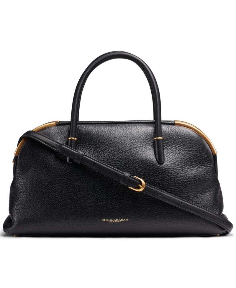Satin Leather Large Satchel Bag