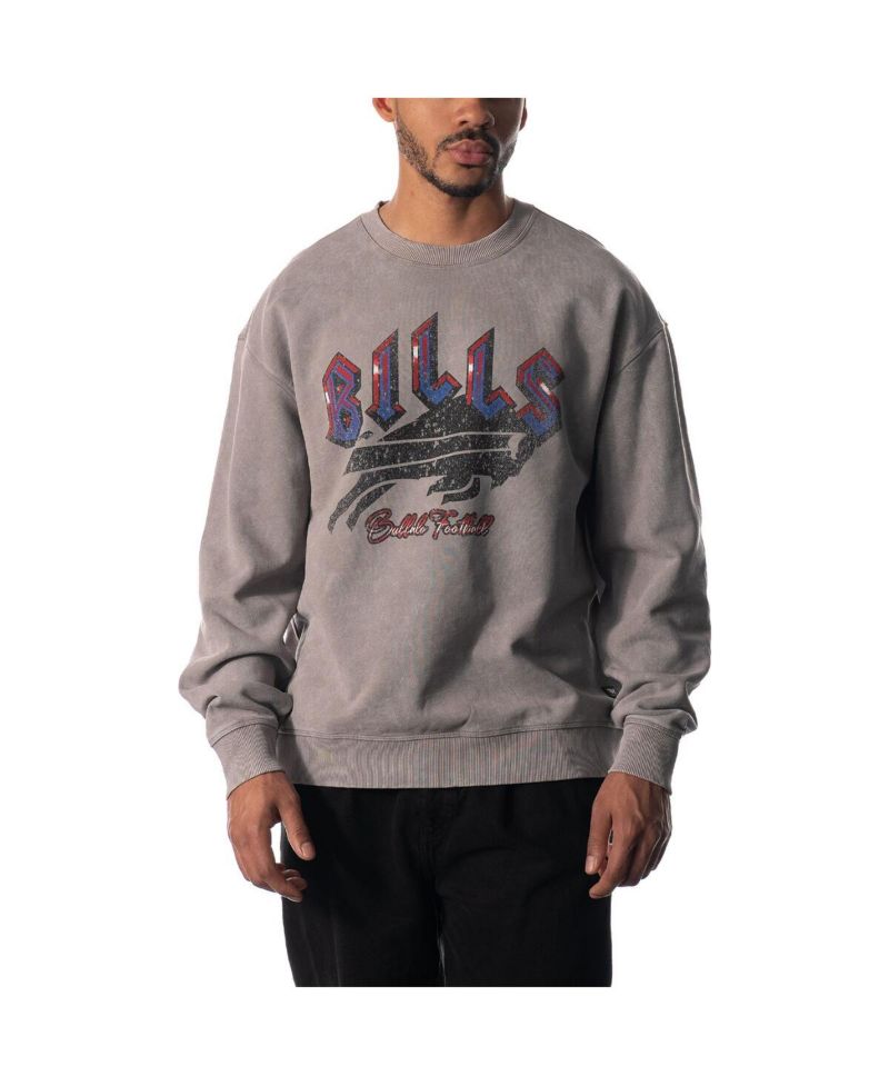 Men's and Women's Gray Buffalo Bills Distressed Pullover Sweatshirt