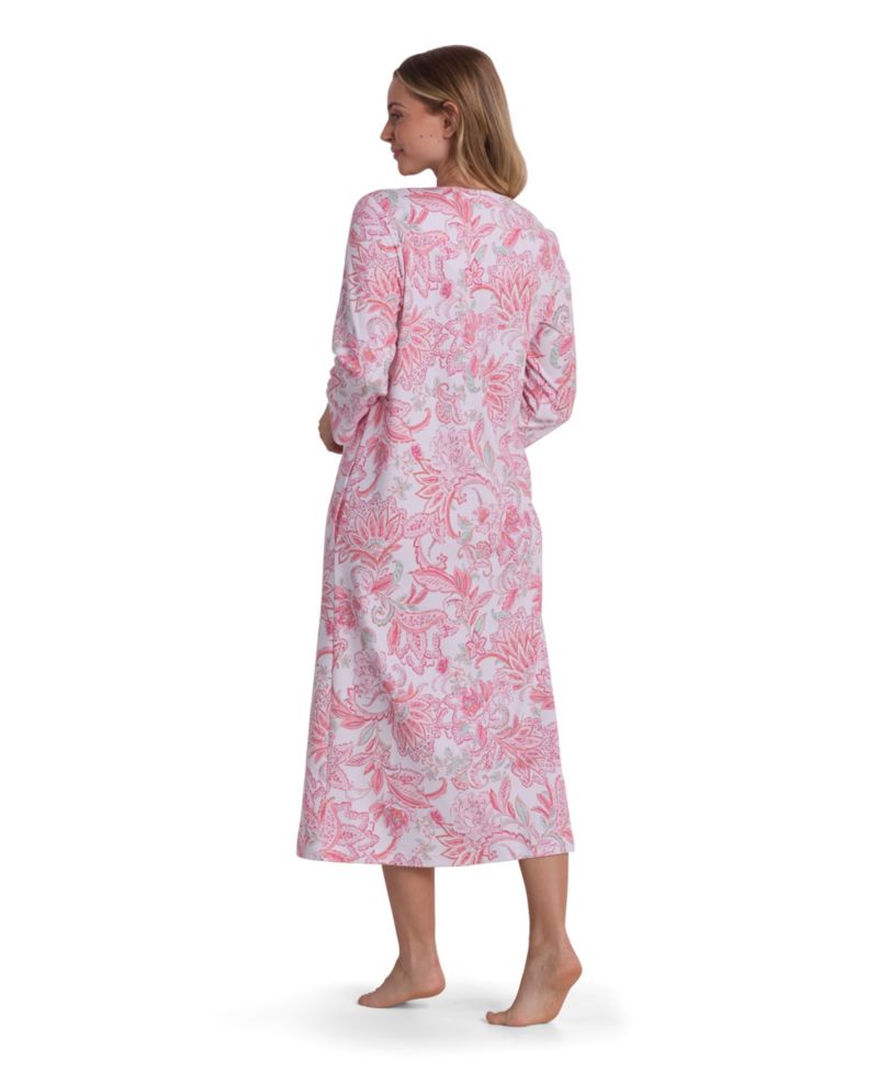 Women's Long-Sleeve Printed Long Zip Robe