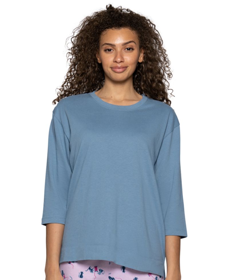 Women's Cotton Candied 3/4-Sleeve Boxy Pajama Tee