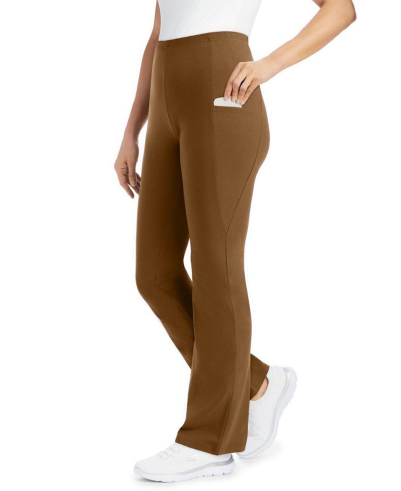 Plus Size Within Stretch-Cotton Knit Pull-On Bootcut Pocket Leggings
