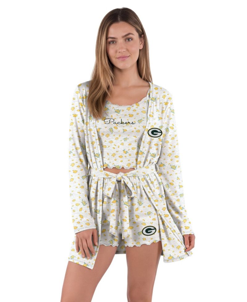 Women's Heather Gray/Gold Green Bay Packers Cora Hacci Knit Sleep Set