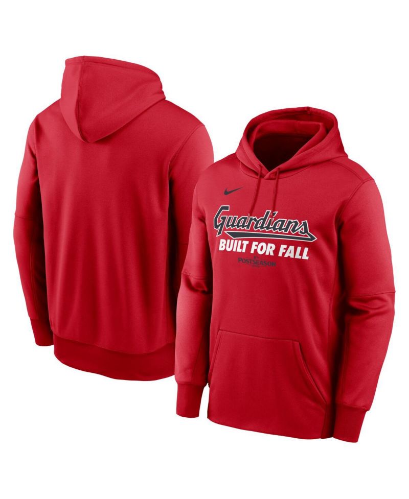 Men's Red Cleveland Guardians 2025 MLB Postseason Authentic Collection Therma Fleece Hoodie