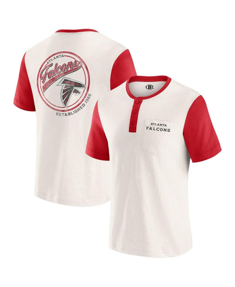 Darius Rucker Collection by Men's Cream Atlanta Falcons Henley Color Block Slub Pocket T-Shirt