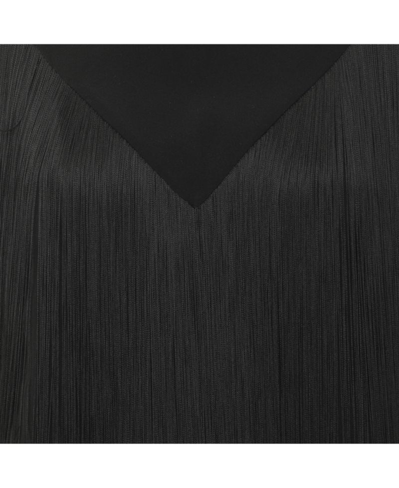 Women's Fringed Crepe Mock Neck Top