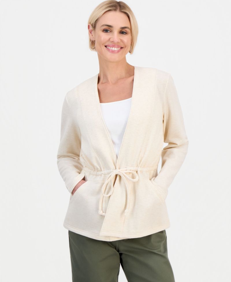 Petite LuxLounge Tied-Lapel Knit Jacket