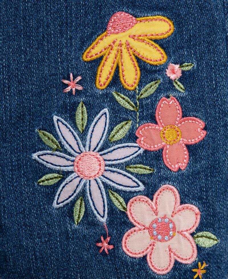 Baby Girls' Round Neck Top and Flowers Overall, 2-Piece Set