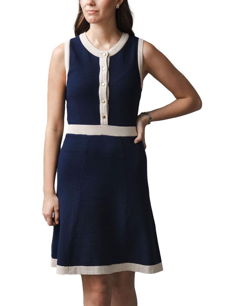 Women's Organic Sleeveless Button Front Sweater Dress