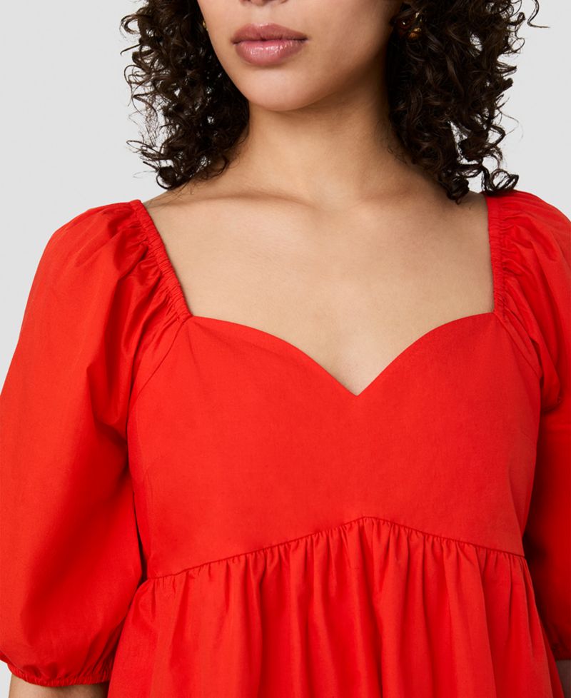 Women's Puff-Sleeve Sweetheart Neck Mini Dress