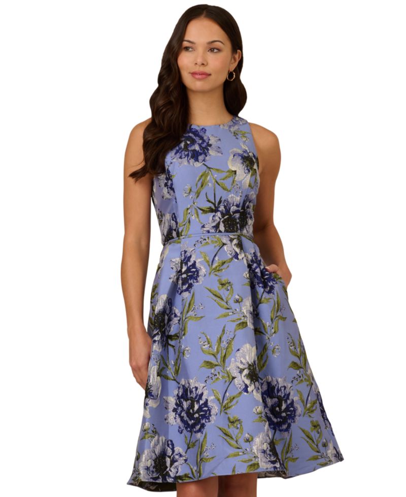 Women's Floral-Embroidered Jacquard Dress