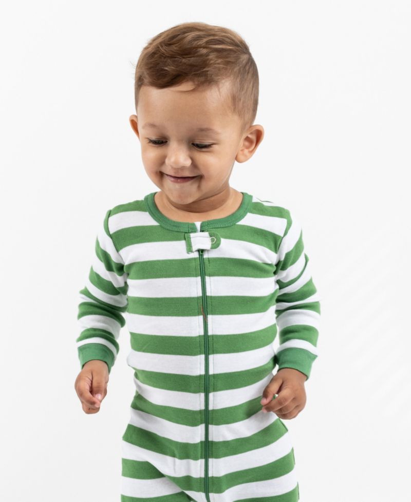 Toddler Footed Cotton Striped Holiday Pajamas
