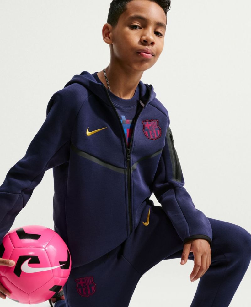 Big Boys and Girls Navy Barcelona Tech Fleece Raglan Full-Zip Hoodie