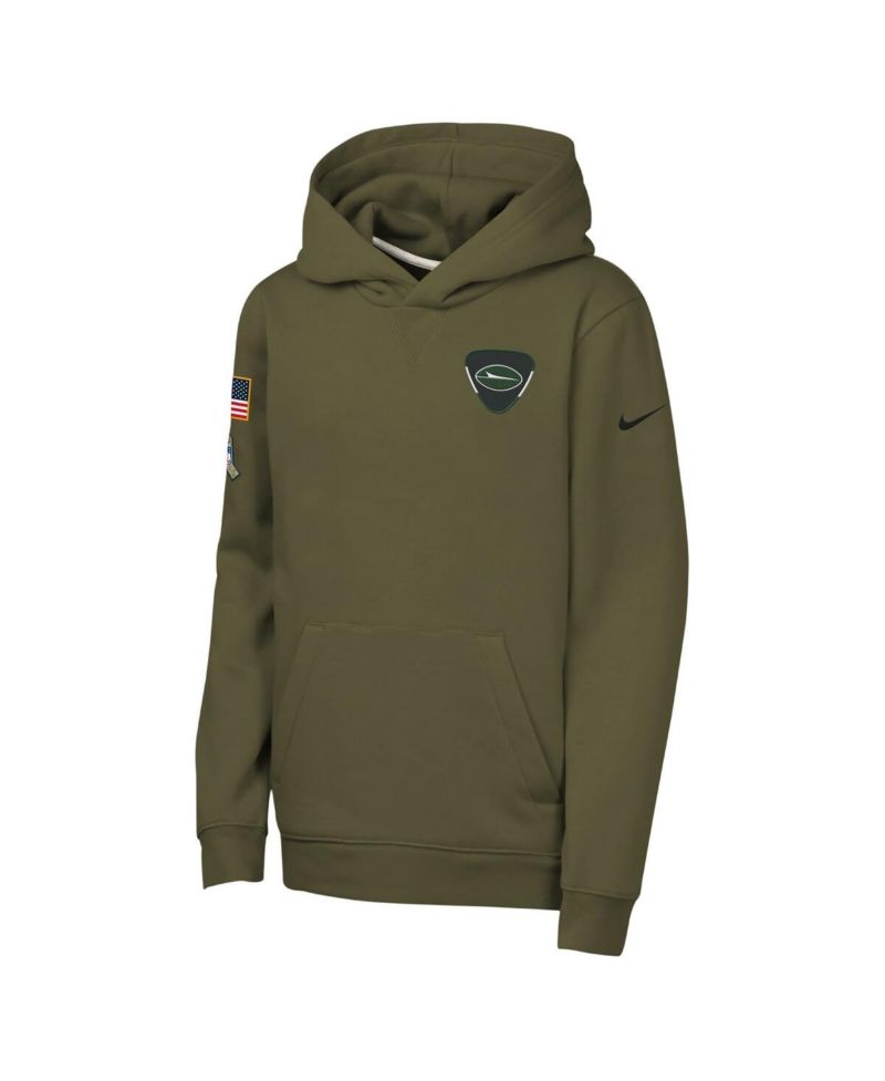 Big Boys and Girls Olive New York Jets 2025 Salute to Service Club Fleece Hoodie