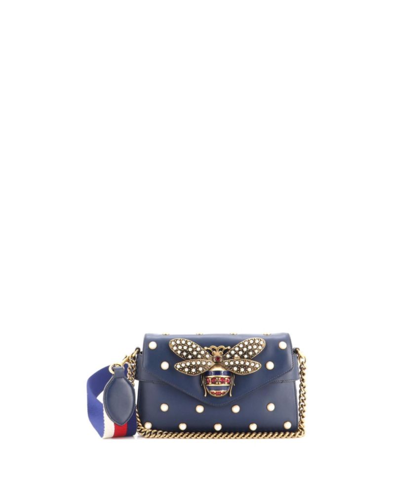 Mini Broadway Pearly Bee Shoulder Bag Embellished Leather