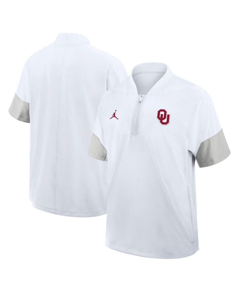 Men's White Oklahoma Sooners 2025 Sideline Coaches Lightweight Short Sleeve Jacket