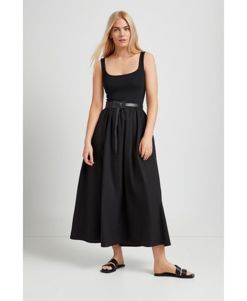 Women's Clara Sleeveless Scoop-Neck Cotton Dress with Pockets