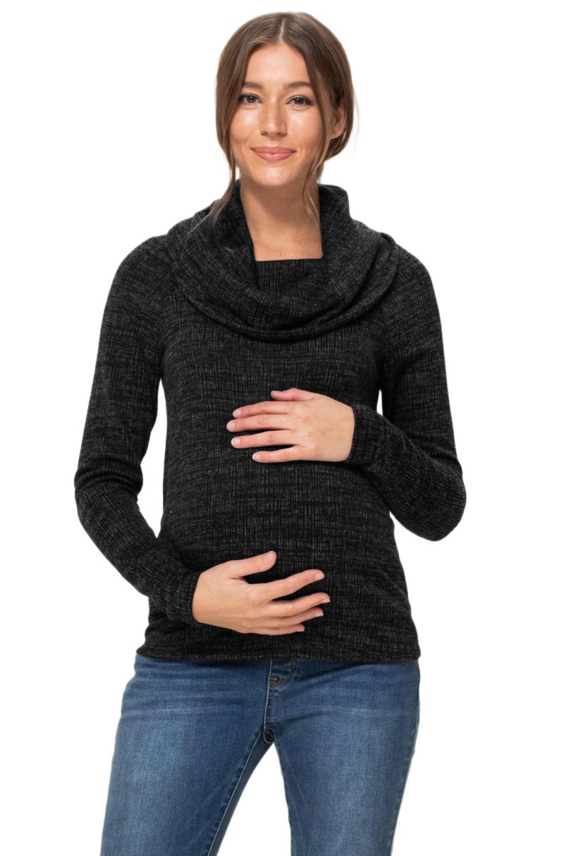 Maternity Cowl Neck Long Sleeve Knit Sweater