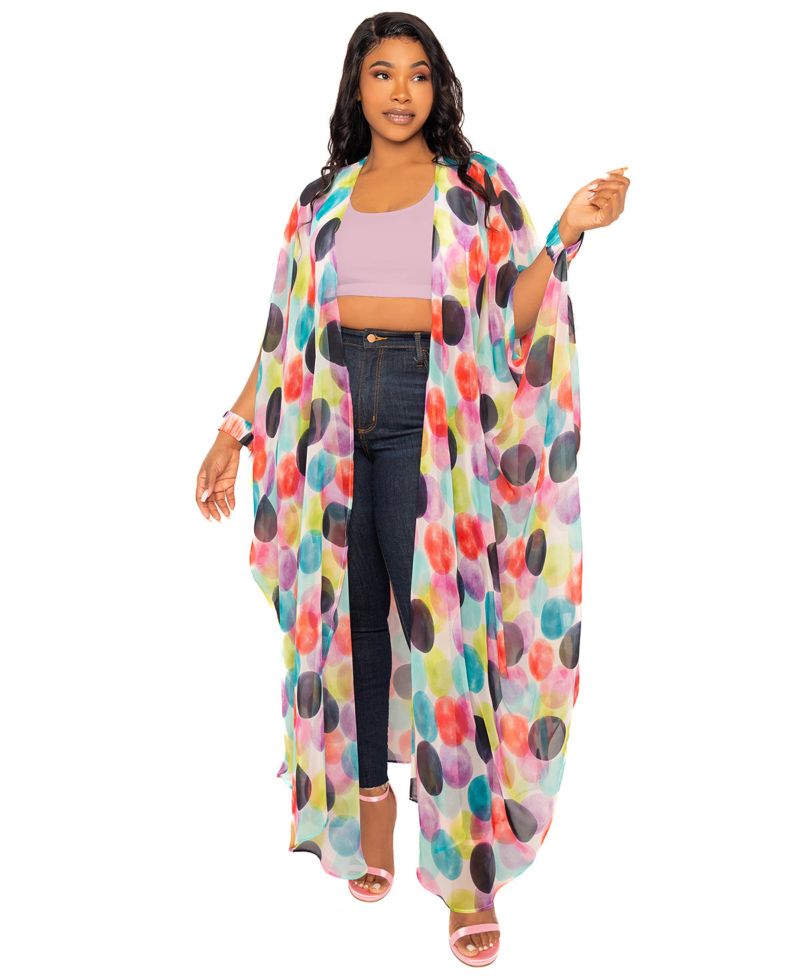 Women's Polka Dot Robe with Wrist Band