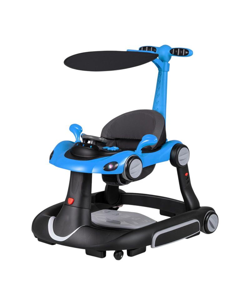 6-in-1 Baby Walker and Activity Center with Canopy, Music and Rocker