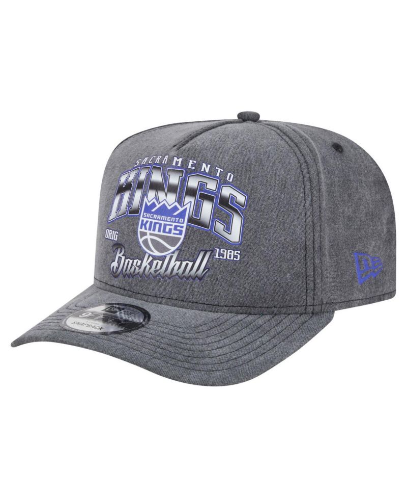 Men's Charcoal Sacramento Kings Throwback Washed Pre-Curved 9FIFTY Snapback Hat