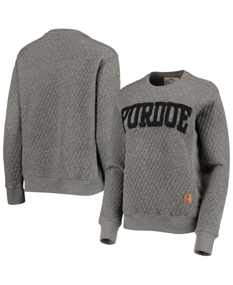 Women's Heather Charcoal Purdue Boilermakers Moose Quilted Pullover Sweatshirt