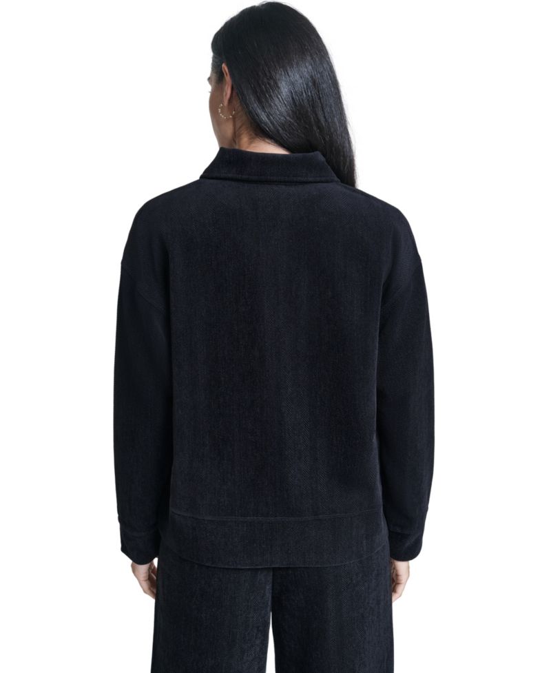 Women's Herringbone Rib Quarter-Zip Pullover Top