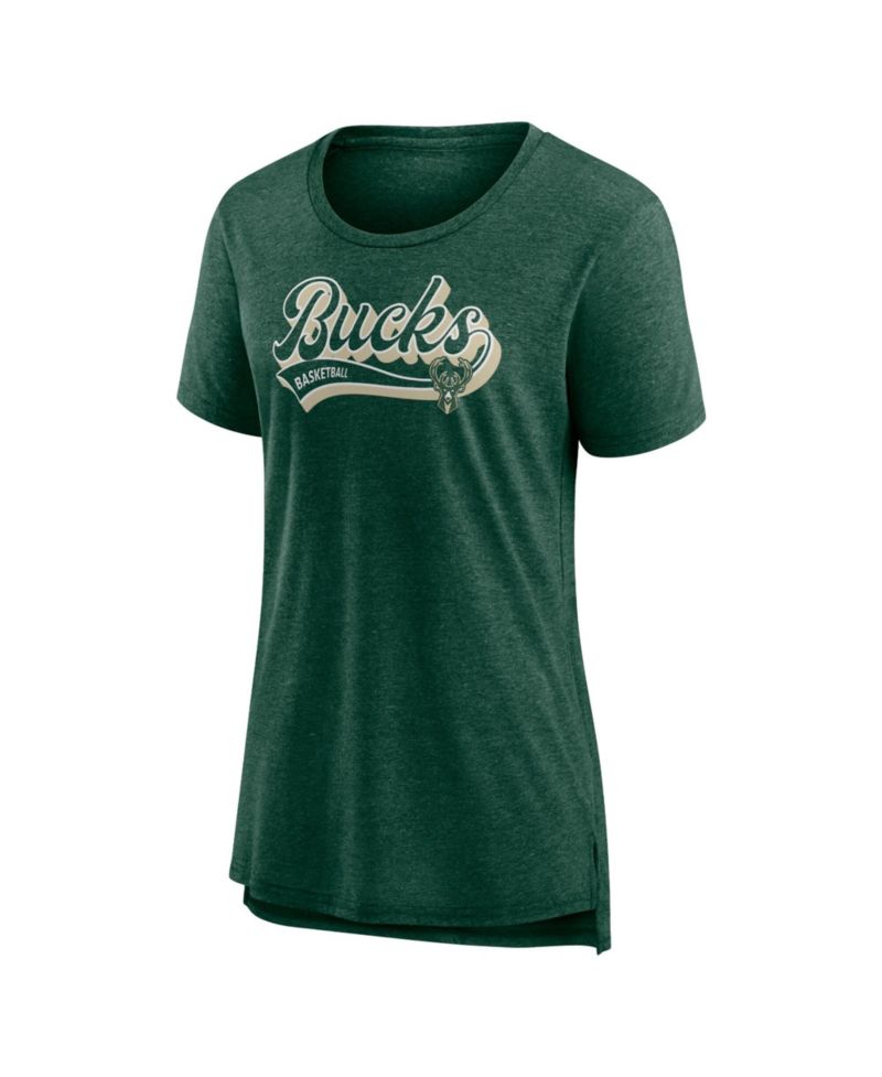Women's Hunter Green Milwaukee Bucks League Leader Tri-Blend T-Shirt