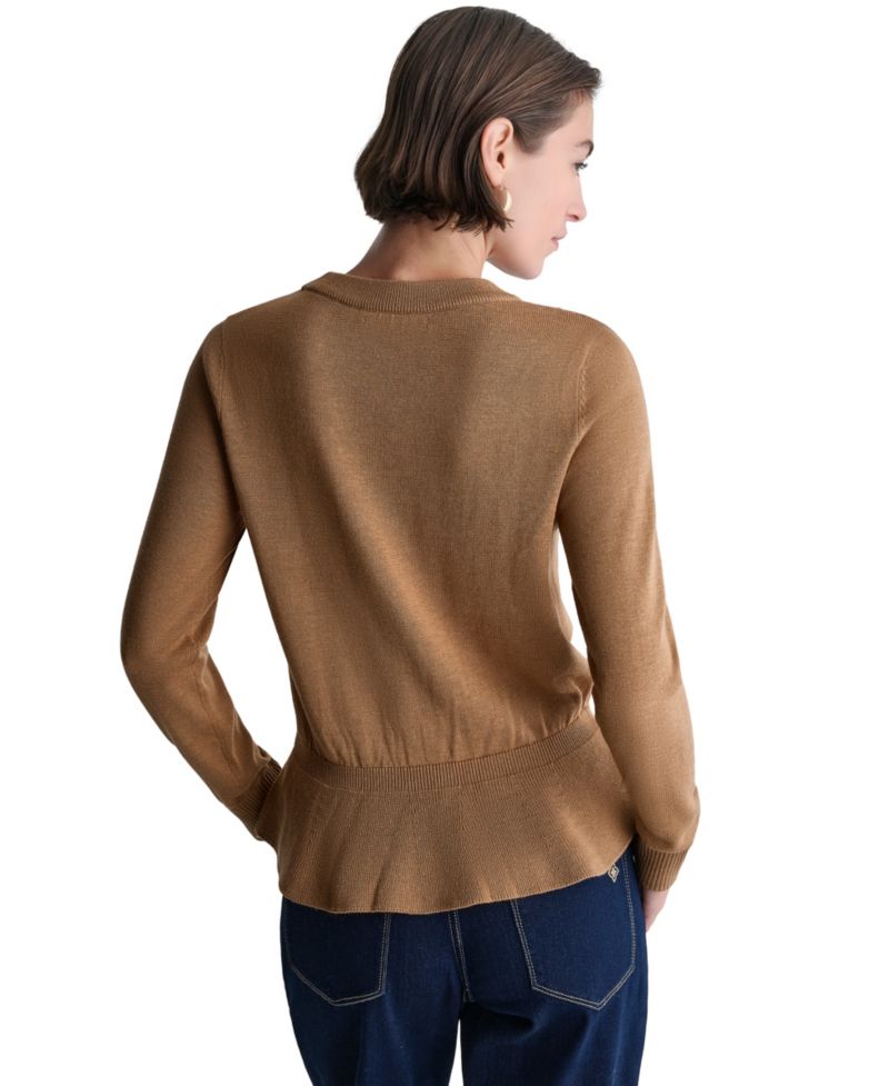 Women's Argyle Peplum Crewneck Sweater
