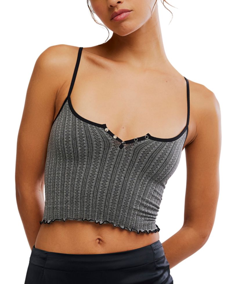 Women's Snap Into it Henley Crop Top