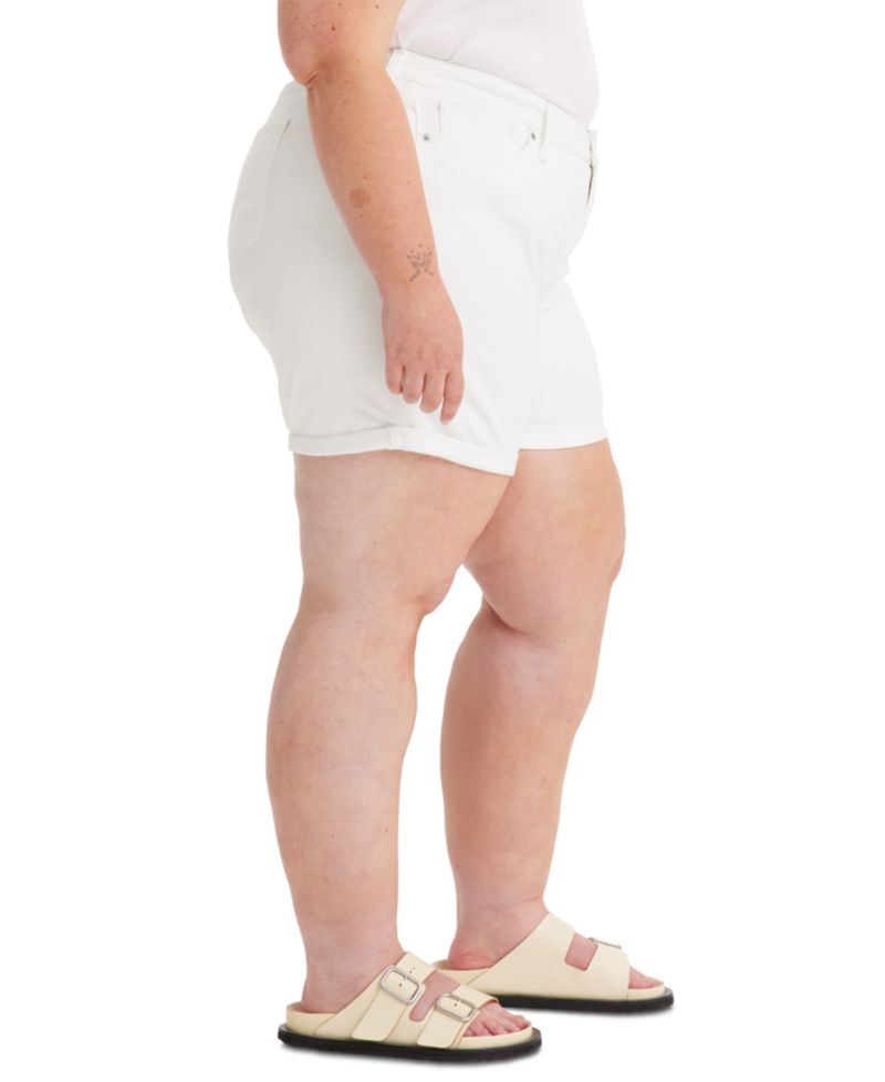 Trendy Plus Size Mid-Length Stretch Denim Shorts