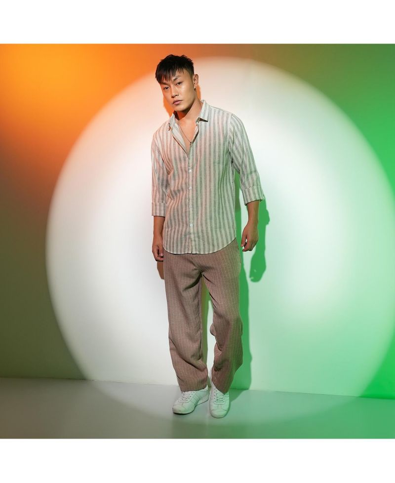 Men's Moon Grey Heathered-Stripe Shirt