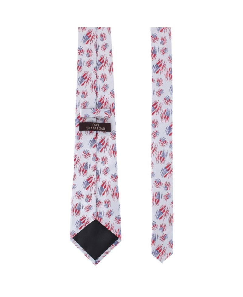 Men's Stars and Stripes Secret Silver Silk Novelty Necktie