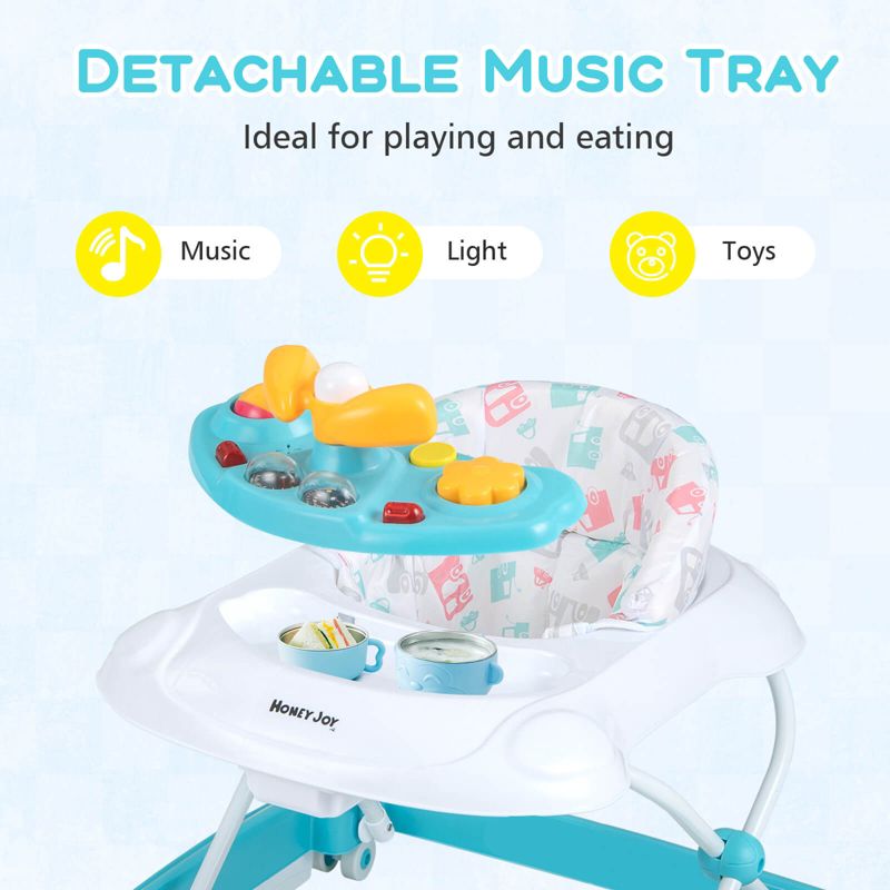 Foldable Baby Walker with 3 Adjustable Heights Comfy Padded Seat