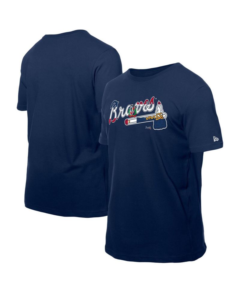 Men's Navy Atlanta Braves Dominican Republic Flag Logo T-Shirt
